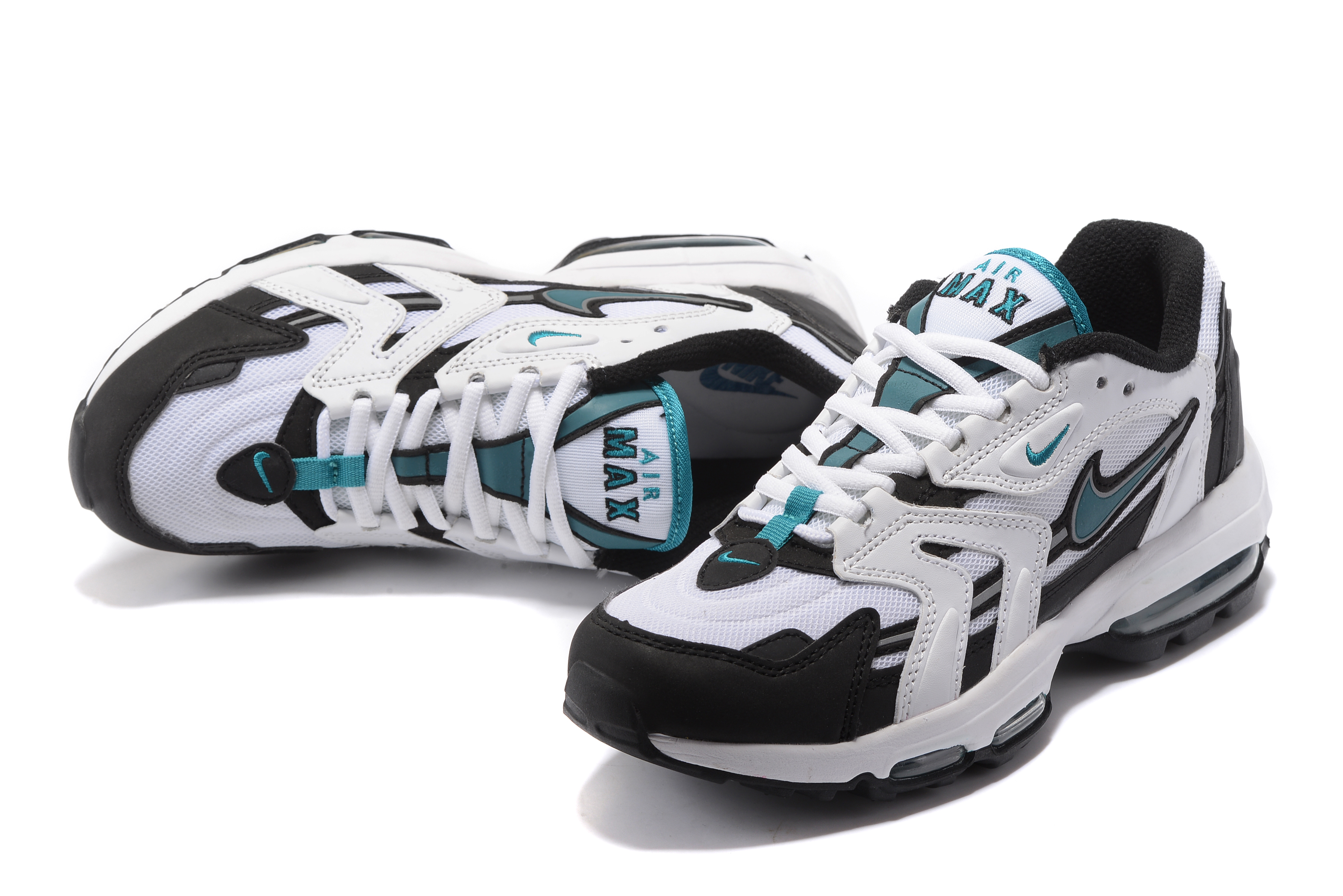 Men Nike Air Max 96 White Black Blue - Click Image to Close